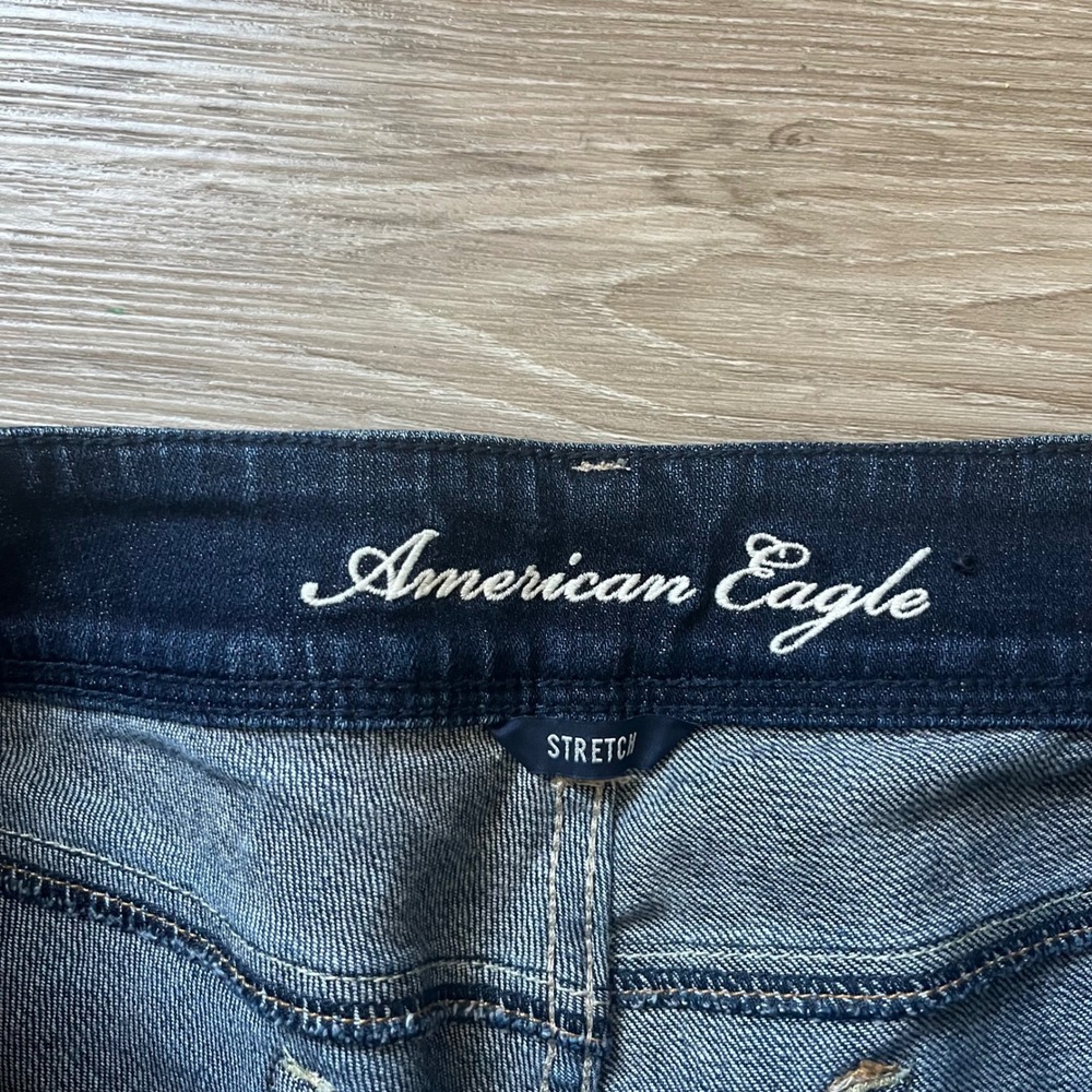 American Eagle Slim Boot Jeans Womens 8 Dark Wash Stretch Denim Mid Rise 31x31 - Picture 3 of 8